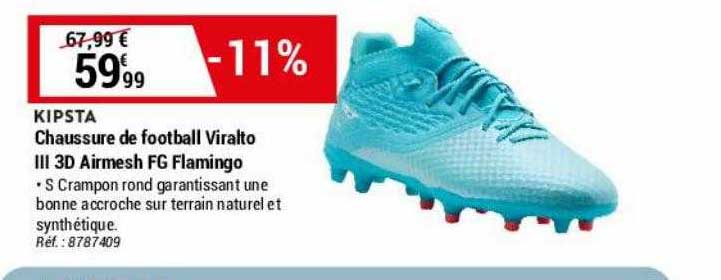 chaussure de football viralto III 3d airmesh fg flamingo kipsta