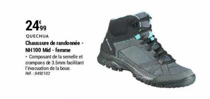 chaussure de randonnée - nh100 mid - femme quechua