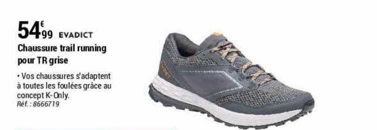 chaussure trail running pour tr grise evadict