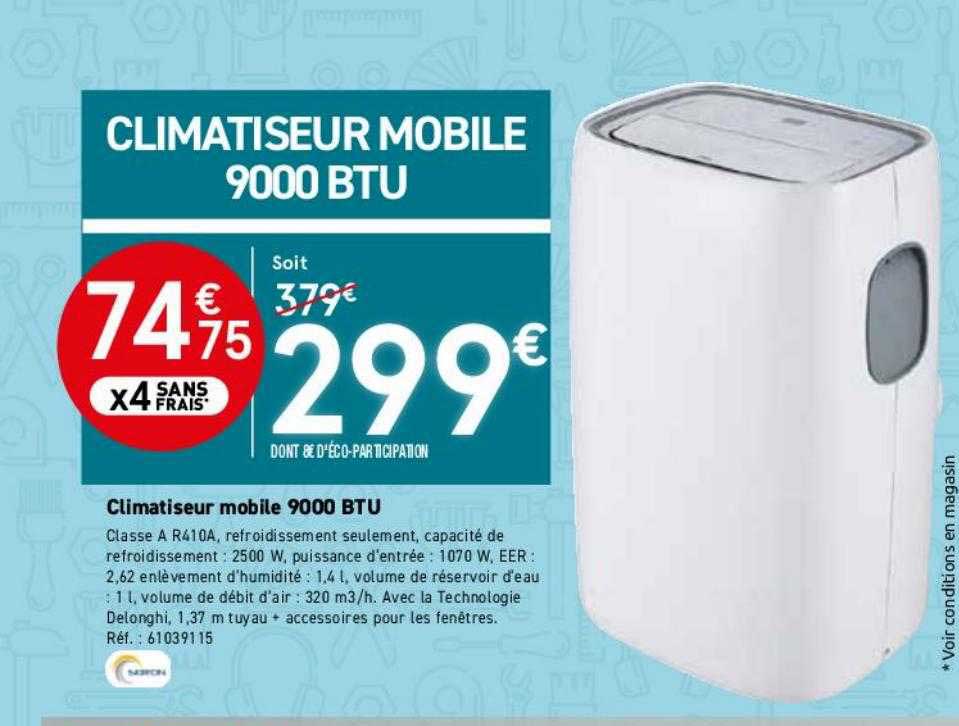 Climatiseur Mobile 9000 Btu