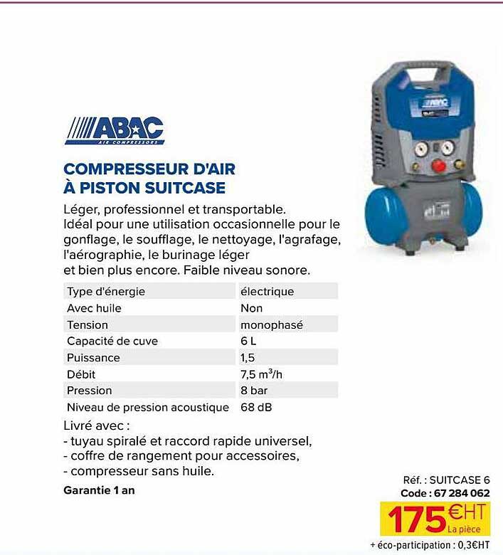 compresseur d'air à piston suitcase abac