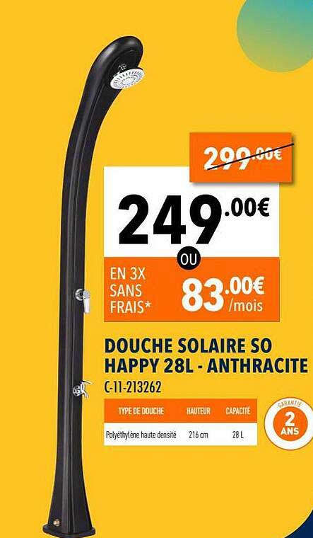 douche solaire so happy 28l - anthracite
