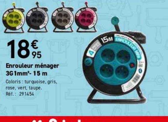 enrouleur ménager 3g 1mm² - 15m