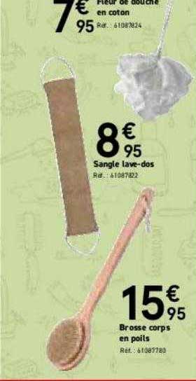 fleur de douche en coton, sangle lave-dos, brosse corps en poils