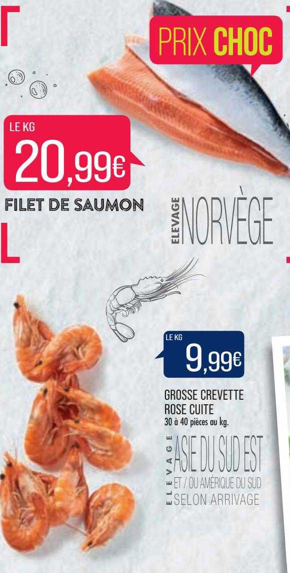 grosse crevette rose cuite, filet de saumon