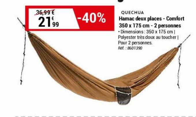 hamac deux places - comfort 350 x 175 cm - 2 personnes quechua
