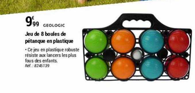jeu de 8 boules de pétanque en plastique geologic