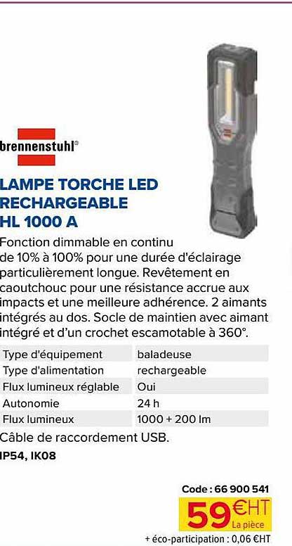 Lampe Torche Led Rechargeable Hl 1000 A Brennenstuhl