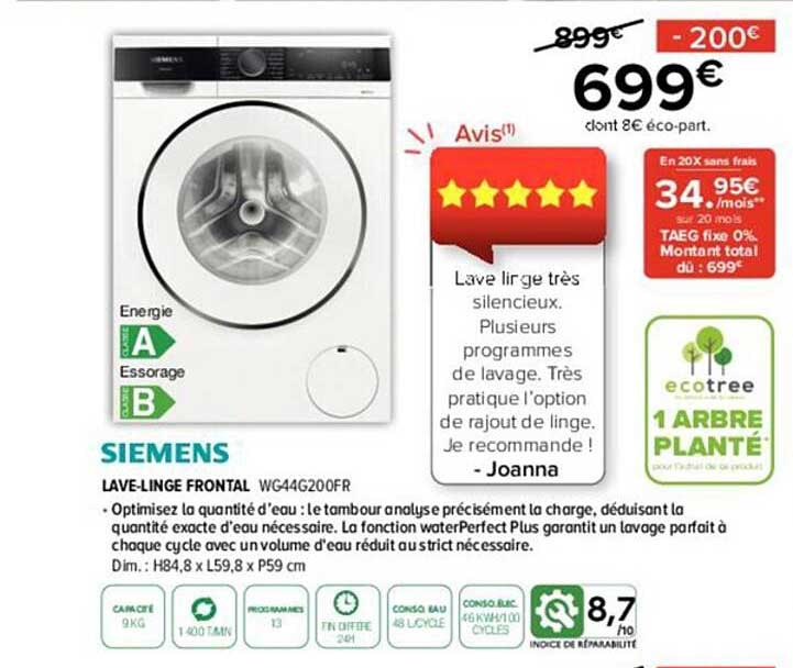 lave-linge frontal siemens