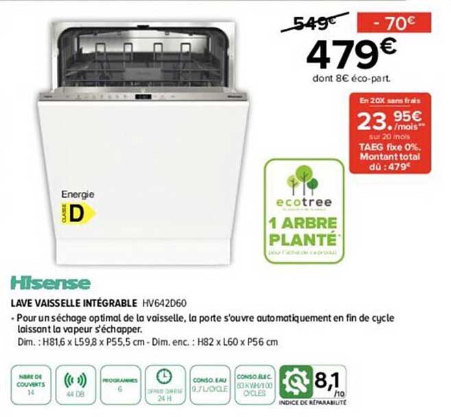 lave vaisselle intégrable hisense