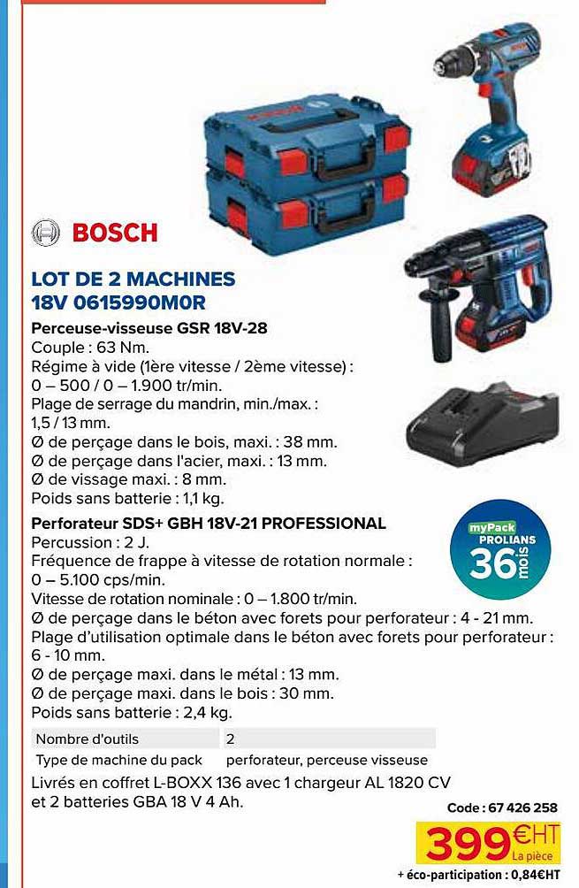 lot de 2 machines 18v bosch