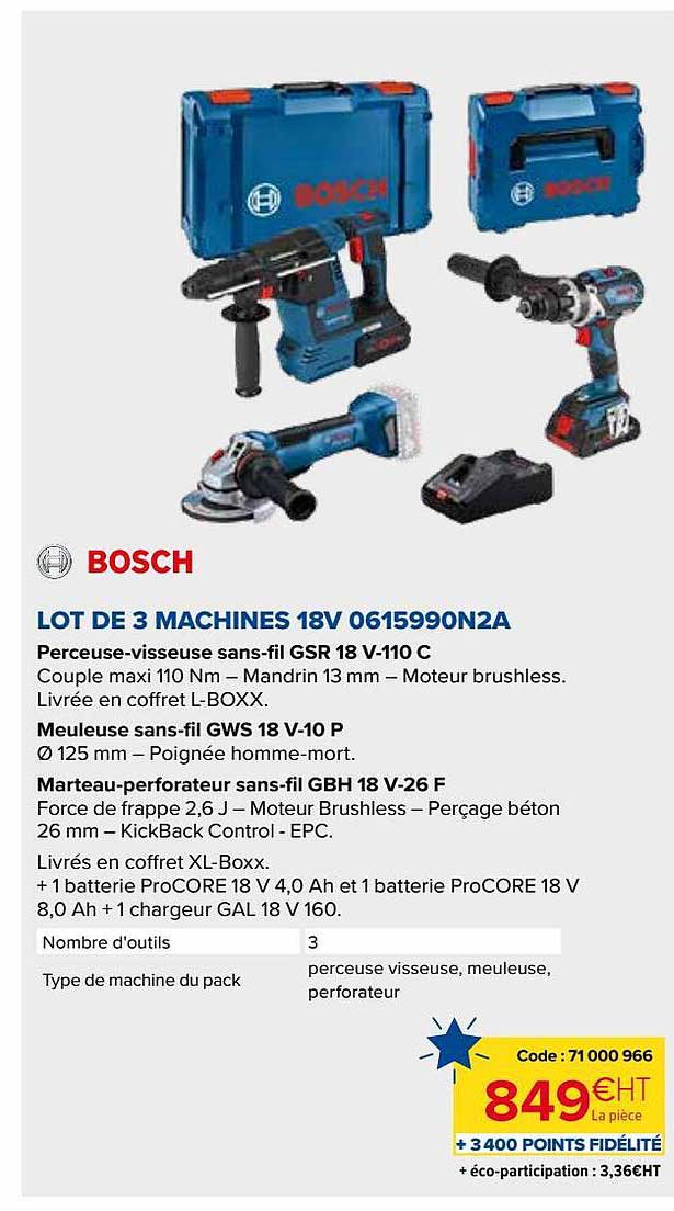 lot de 3 machines 18v bosch