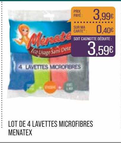 Lot De 4 Lavettes Microfibres Manetex