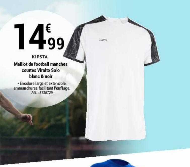 maillot de football manches courtes viralto solo blanc & noir kipsta