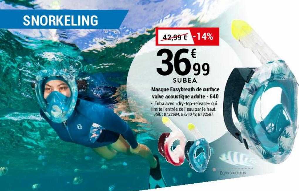 masque easybreath de surface valve acoustique adulte - 540 subea