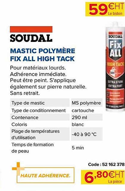 Mastic Polymère Fix All High Tack Soudal