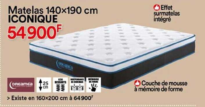 matelas 140 x 190 cm iconique