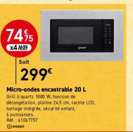 micro-ondes encastrable 20l indesit