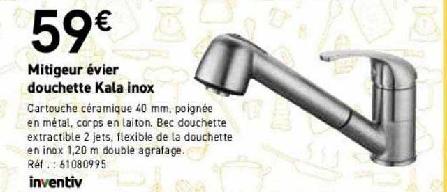 Mitigeur évier Douchette Kala Inox Inventiv