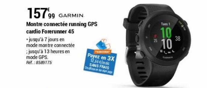 montre connectée running gps cardio forerunner 45 garmin