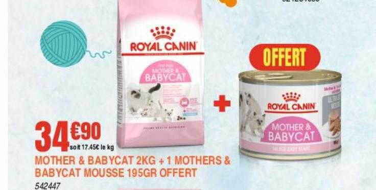 mother & babycat 2 kg + 1 mothers & babycat mousse 195 gr offert royal canin