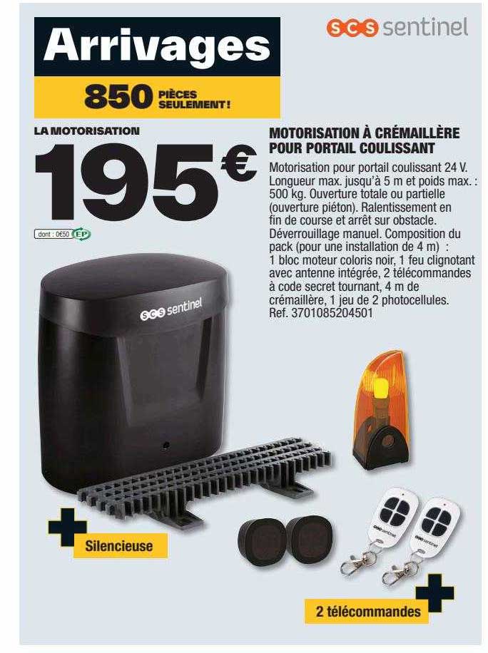 Motorisation à Crémaillère Pour Portail Coulissant Scs Sentinel