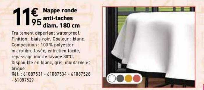 nappe ronde antitaches diam. 180 cm