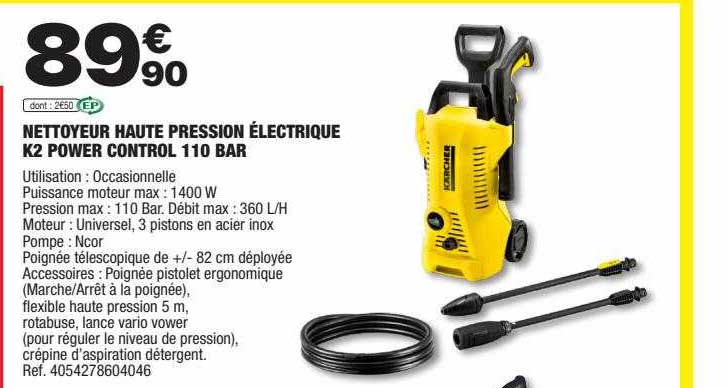 nettoyeur haute pression électrique k2 power control 110 bar kärcher