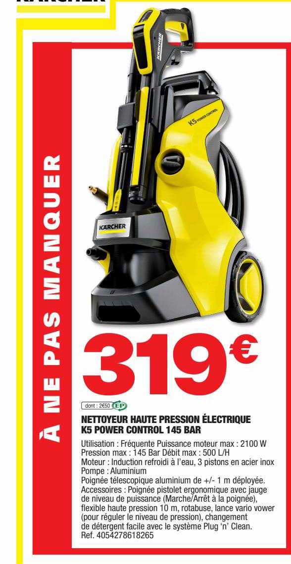 nettoyeur haute pression électrique k5 power control 145 bar kärcher