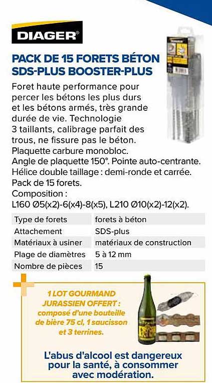 pack de 15 forêts béton sds-plus booster-plus diager
