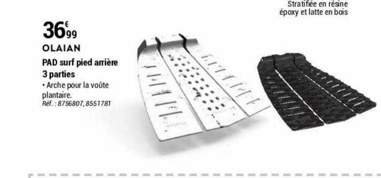 pad surf pied arrière 3 parties olaian
