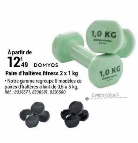 paire d'haltères fitness 2 x 1 kg domyos