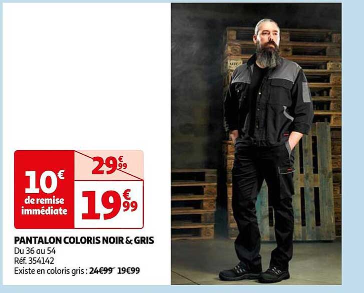 pantalon coloris noir & gris