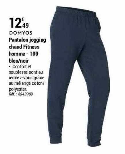 Pantalon Jogging Chaud Fitness Homme - 100 Bleu-noir Domyos