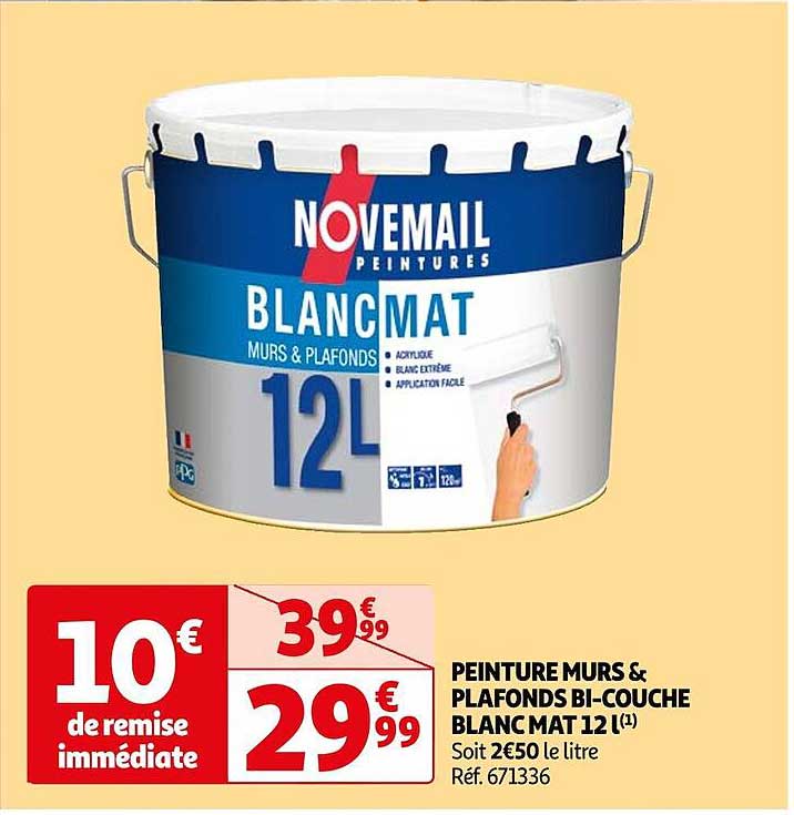 peinture murs & plafonds bi-couche blanc mat 12l