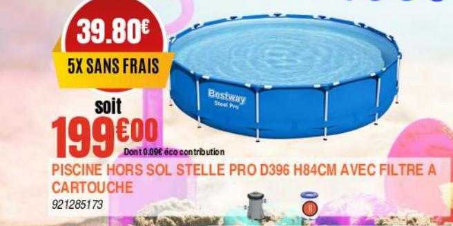 piscine hors sols telle pro d396 h84 cm avec filtre à cartouche bestway