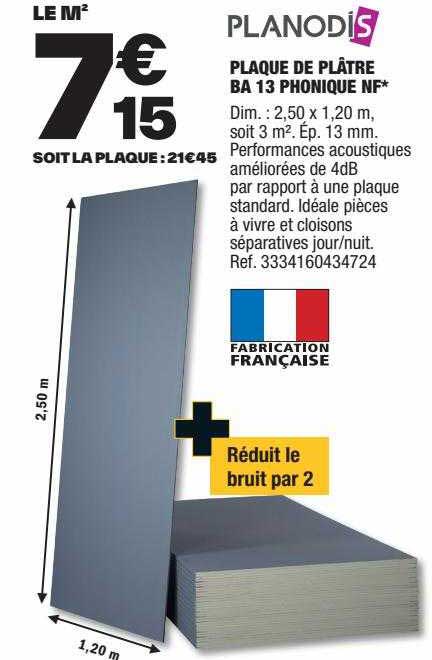 Plaque De Plâtre Ba 13 Phonique Nf Planodis