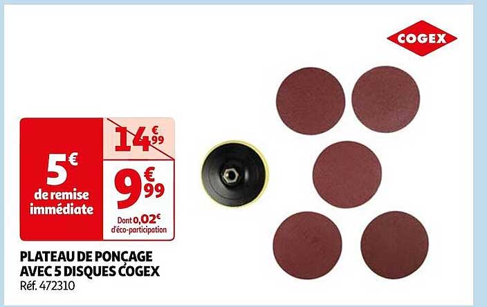 plateau de ponçage avec 5 disques cogex