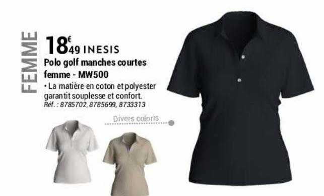 polo golf manches courtes femme - mw500 inesis