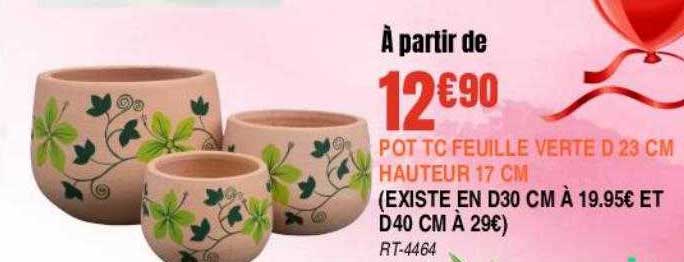 pot tc feuille verte d 23 cm hauteur 17 cm