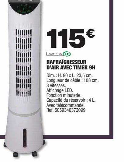 rafraîchisseur d'air avec timer 9h