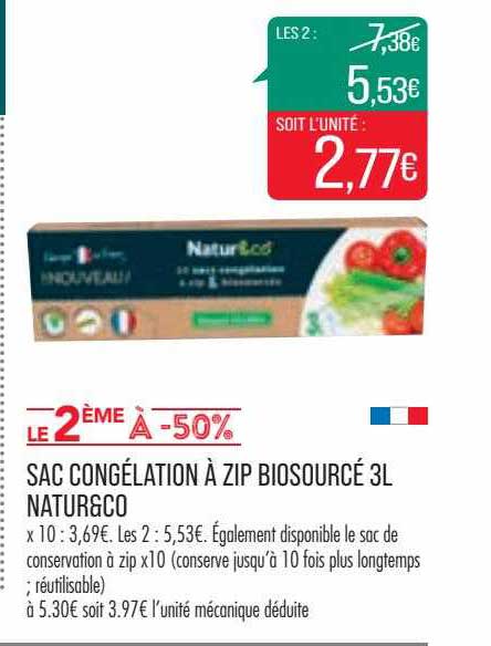 Sac Congélation à Zip Biosourcé 3l Natur&co