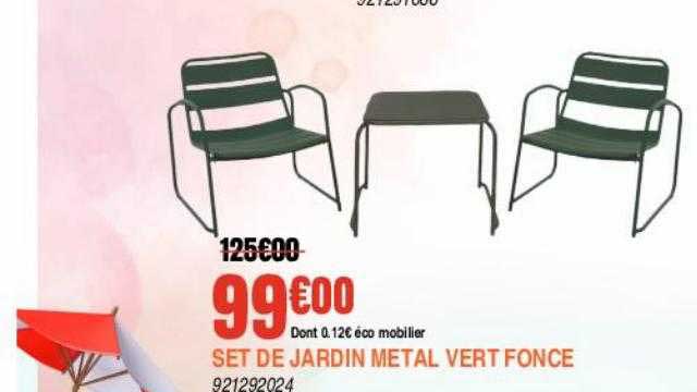 set de jardin métal vert foncé