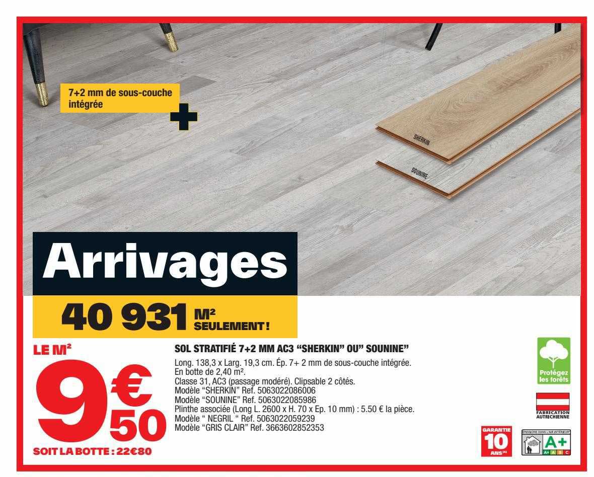 sol stratifié 7+2 mm ac3 "sherkin ou sounine"