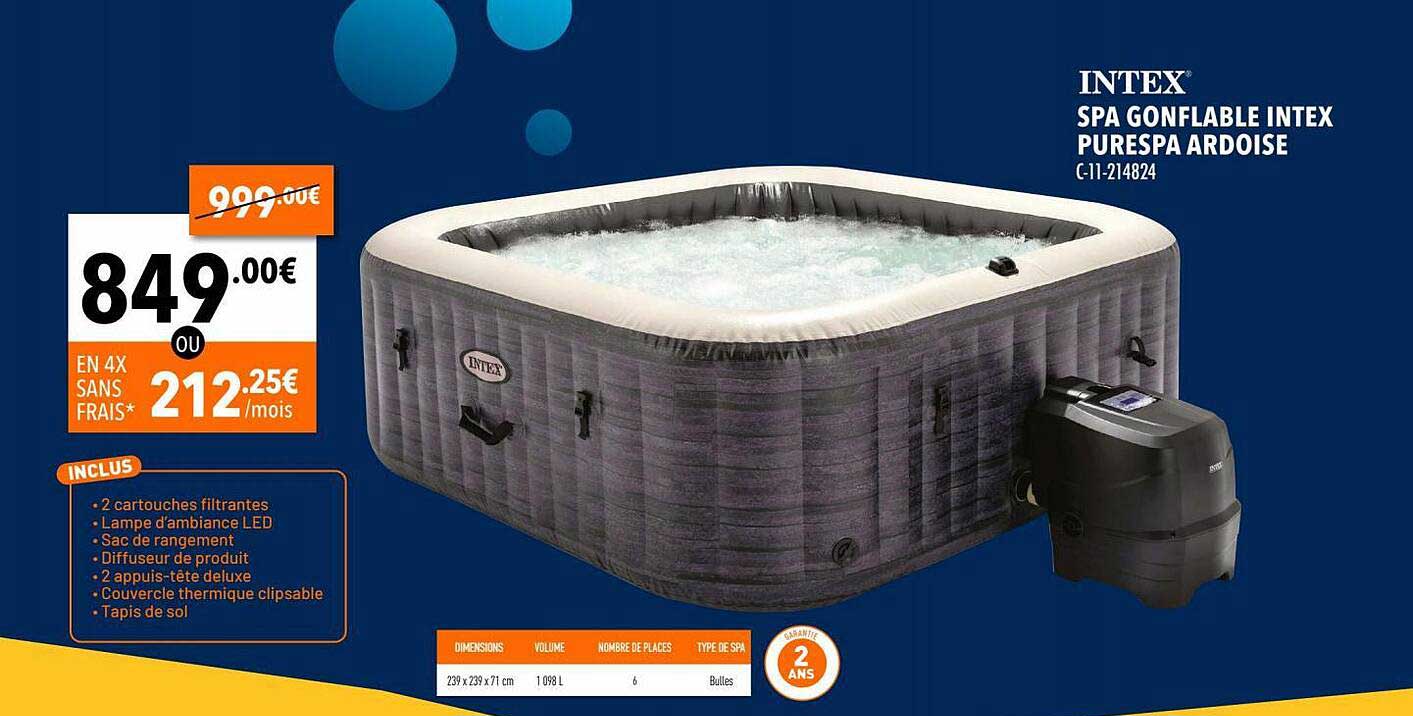 spa gonflable intex purespa ardoise