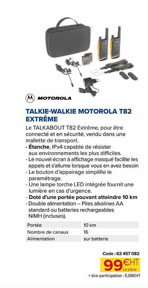 talkie-walkie motorola t82 extrême