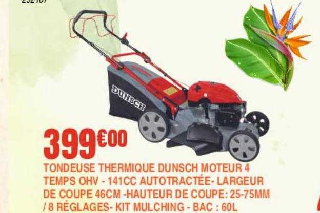 tondeuse thermique dunsch moteur 4 temps ohv - 141cc autotractée