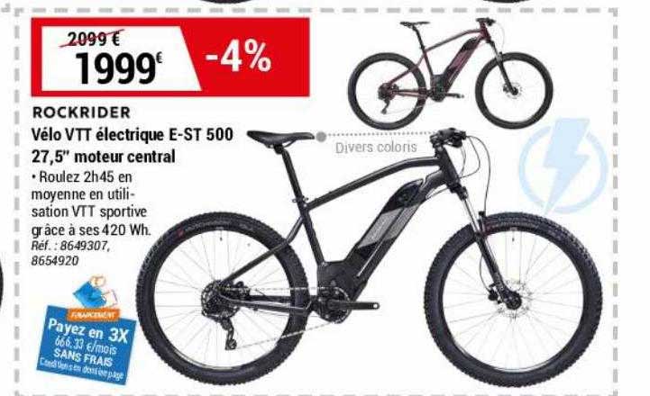 vélo vtt électrique e-st 500 27,5" moteur central rockrider