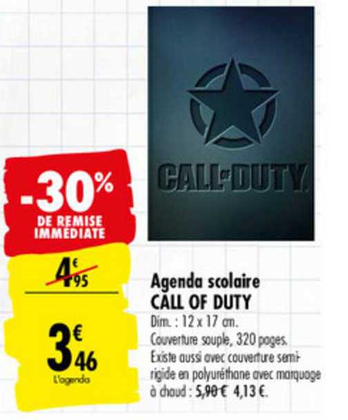 agenda scolaire call of duty