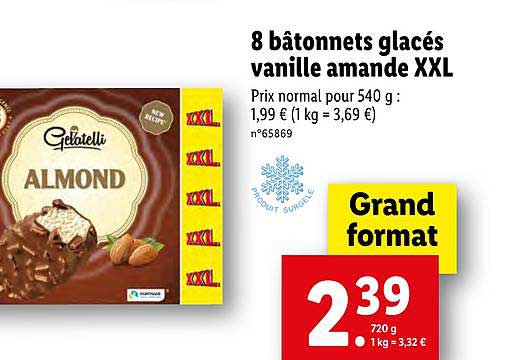 almond gelatelli 8 bâtonnets glacés vanille amande xxl